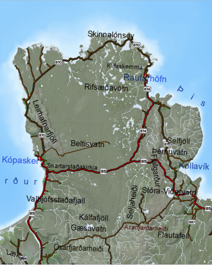 kort Melrakalsettta carte de pêche de la plaine du renard polaire en Islande