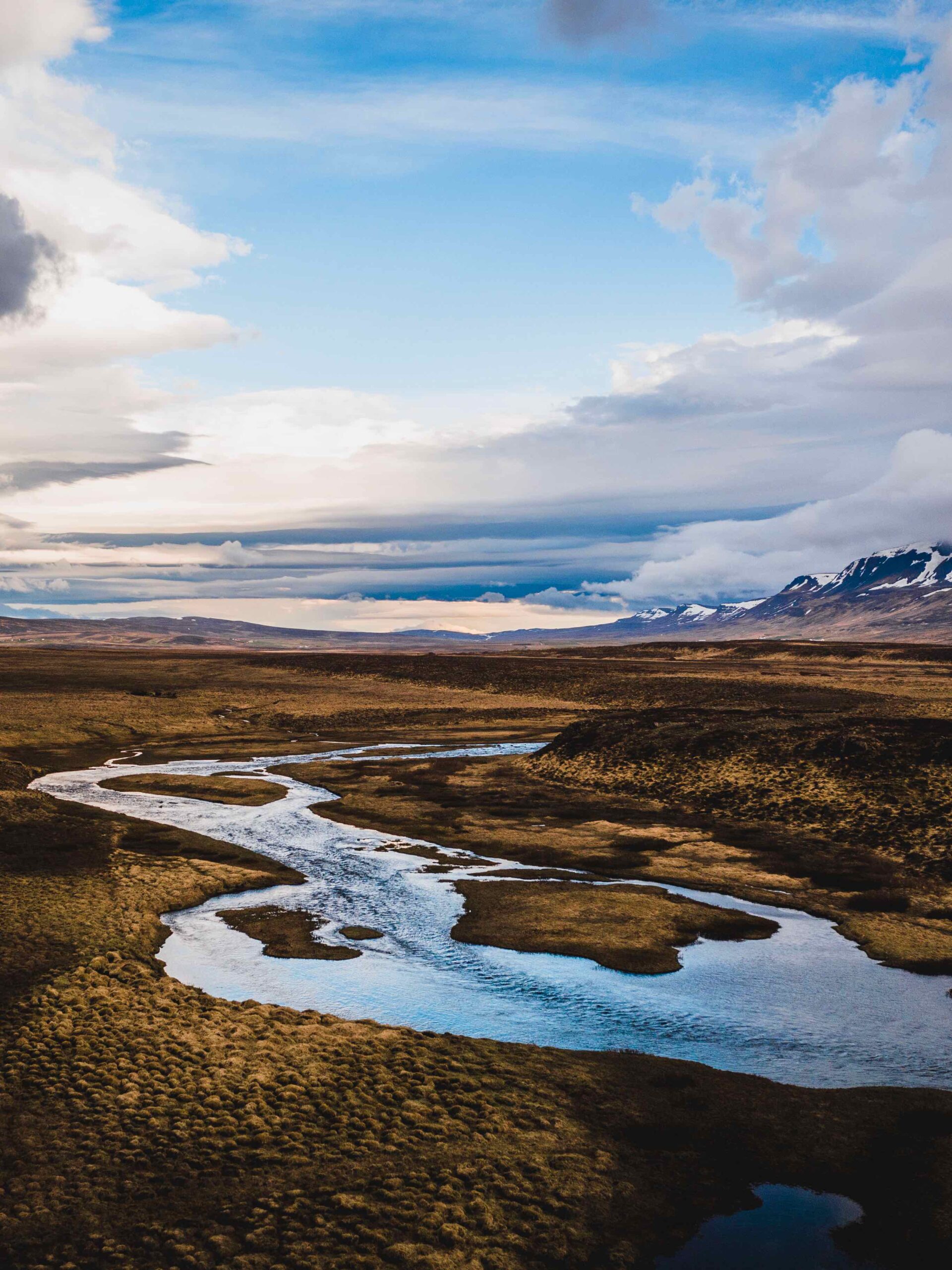 Vue aérienne de la rivière Laxa en Islande